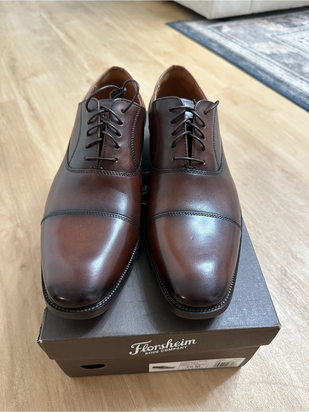 Florsheim Brown Leather Cap-Toe Derby Dress Shoes - Picture 3 of 11